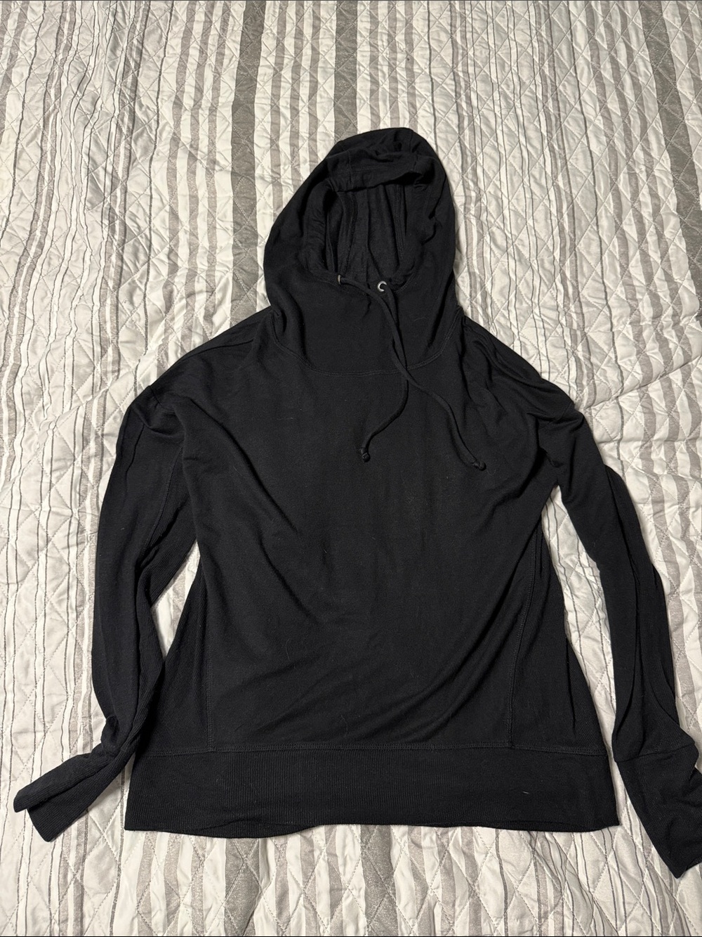 Athleta Black Lightweight Hooded Pullover Sweater